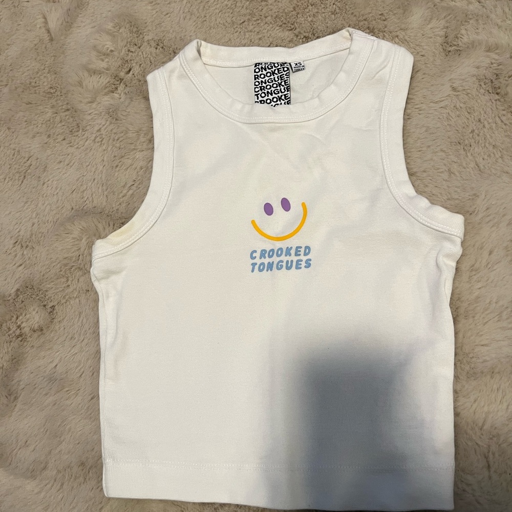 Crooked Tongues Cropped Tank Top